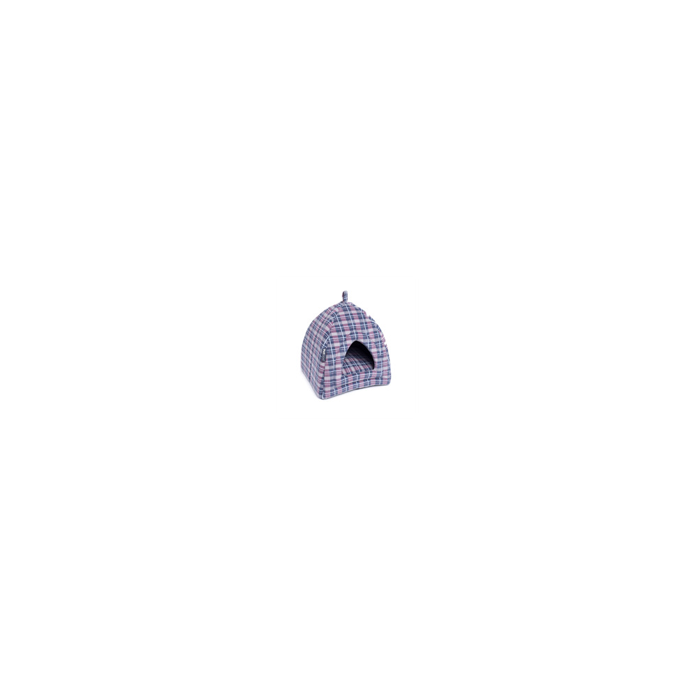 Petface Check Cat Igloo Soft And Cosy Window Pane - Dove Grey